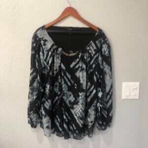 Alfani blue black blouse